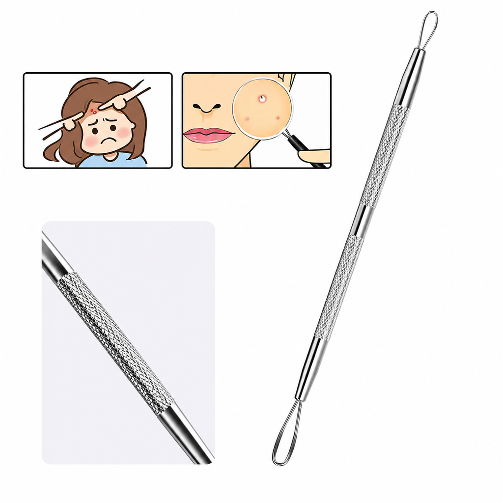 Dual-Head Acne & Blackhead Remover Tool – Professional Stainless Steel Extractor