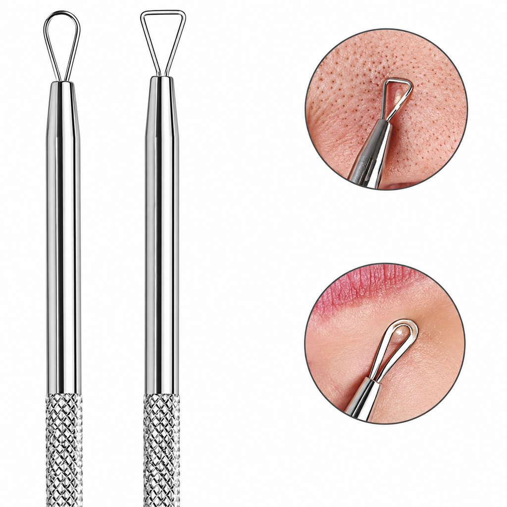 Dual-Head Acne & Blackhead Remover Tool – Professional Stainless Steel Extractor