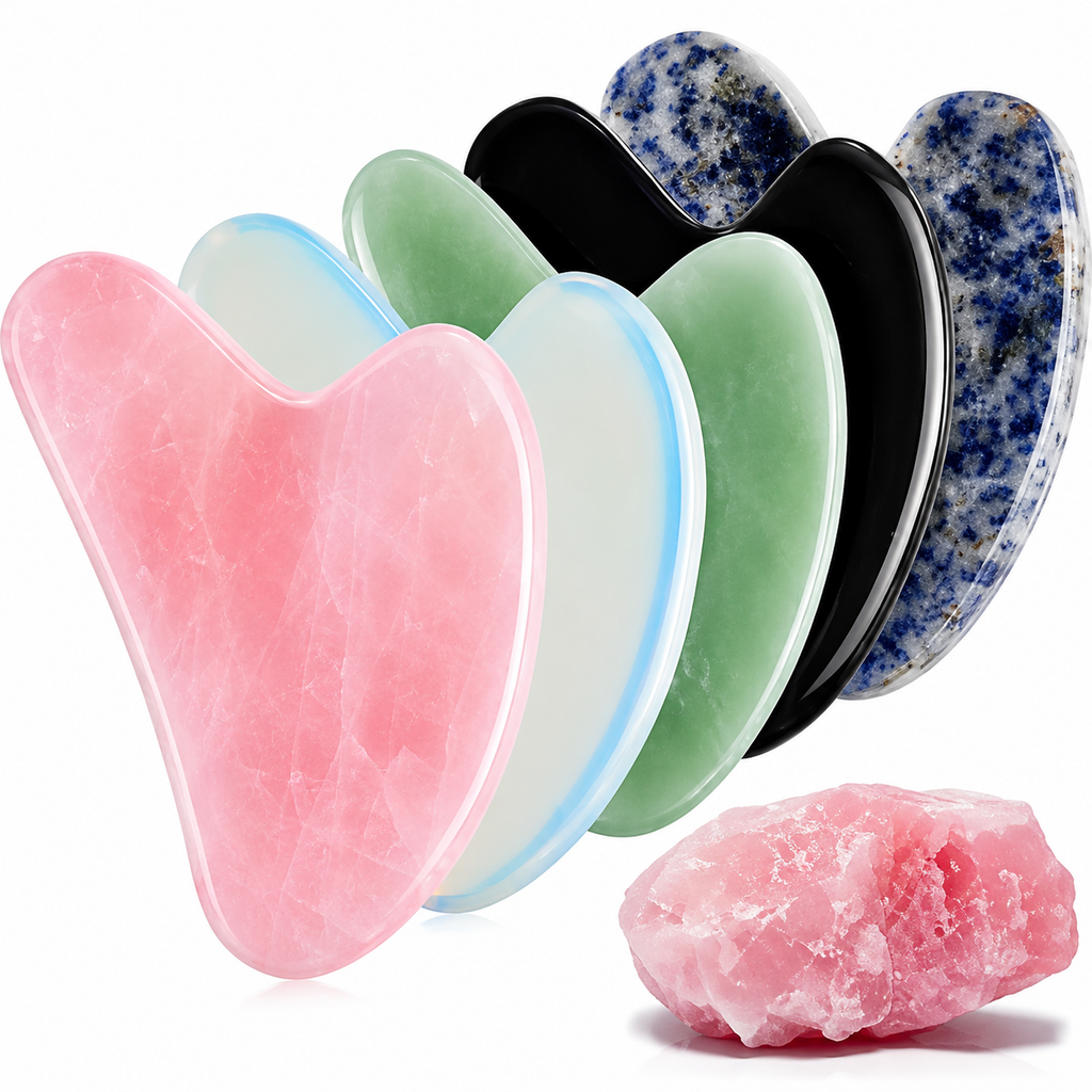 Natural Rose Jade Gua Sha Massage Tool – Facial & Body Sculpting Stone